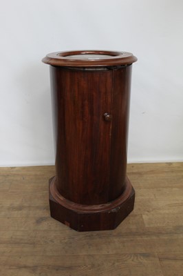 Lot 168 - Victorian mahogany cylinder bedside cupboard with inset marble top, on octagonal base, base 43cm x 40cm, height 75cm