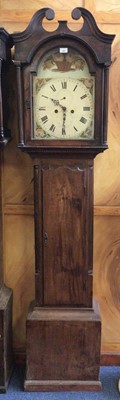 Lot 883 - Early 19th century 8 day long case clock with arched painted dial, in stained pine case