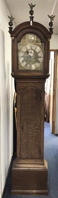 Lot 685 - George III 8-day long case clock by Thomas Page of Norwich 
in oak case