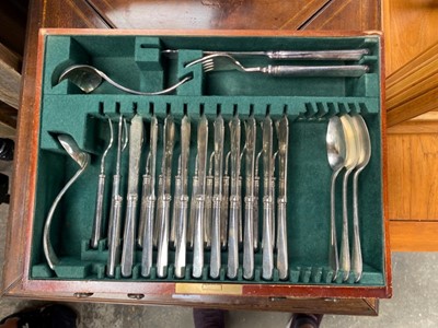 Lot 178 - Asprey canteen containing twelve place setting silver plated Hanoverian pattern cutlery (some pieces missing)