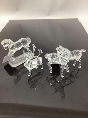 Lot 1297 - Group of seven Swarovski crystal animals including horses, stags etc