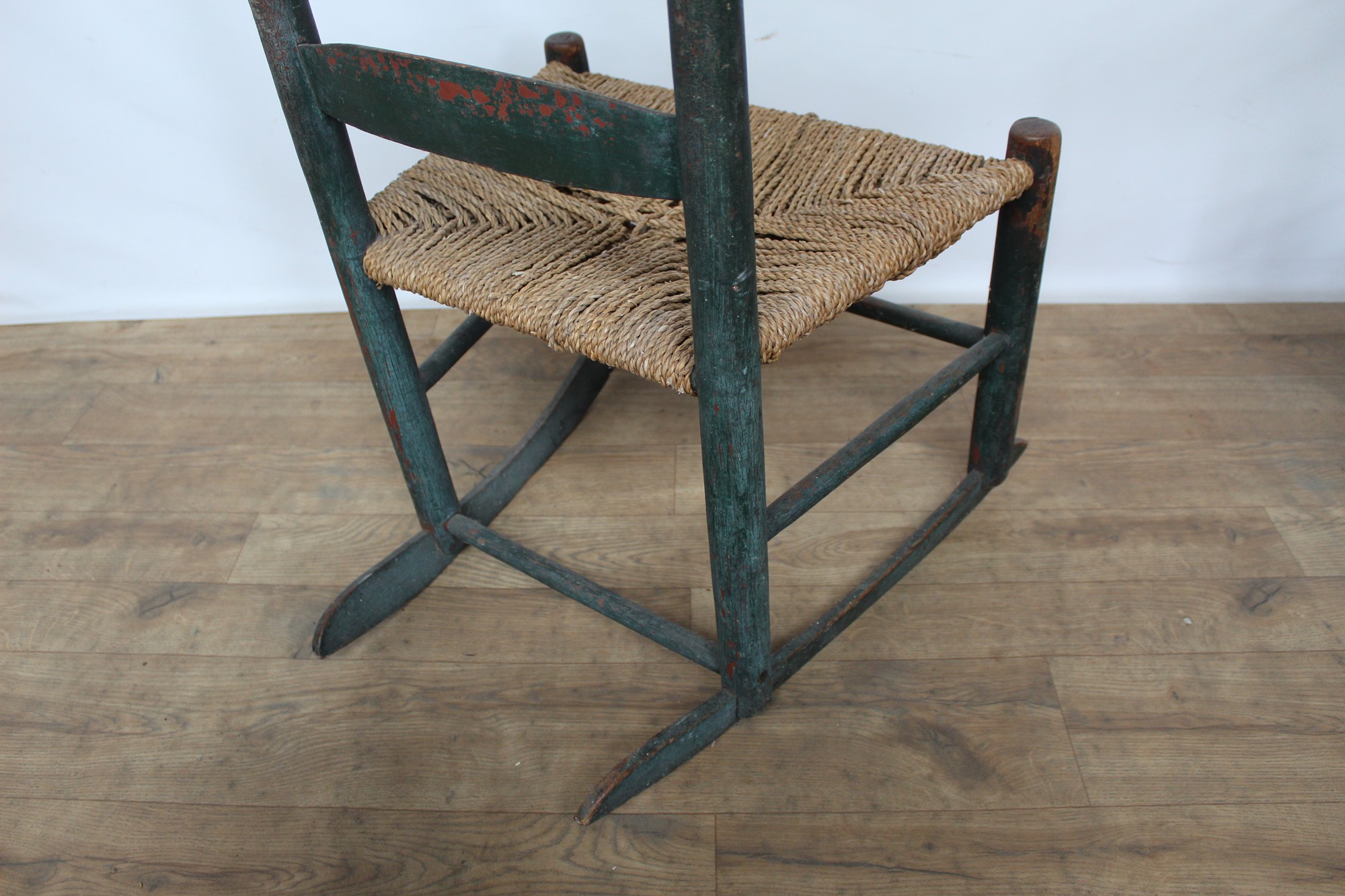 Lot 189 19th century painted ladder back rocking