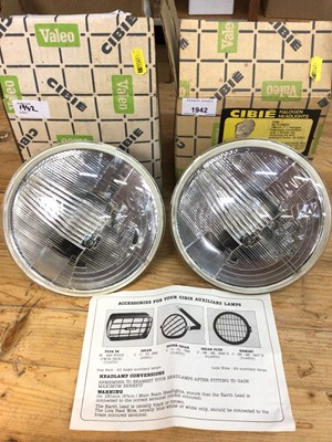 Lot 1942 - Pair of new old stock CIBIE Z180 7'' Halogen round headlamps, to suit Ford Escort Mexico, RS2000 etc. in original boxes.