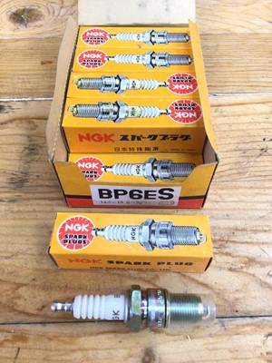 Lot 1941 - Box of ten new old stock NGK BP6ES spark plugs with outer box.