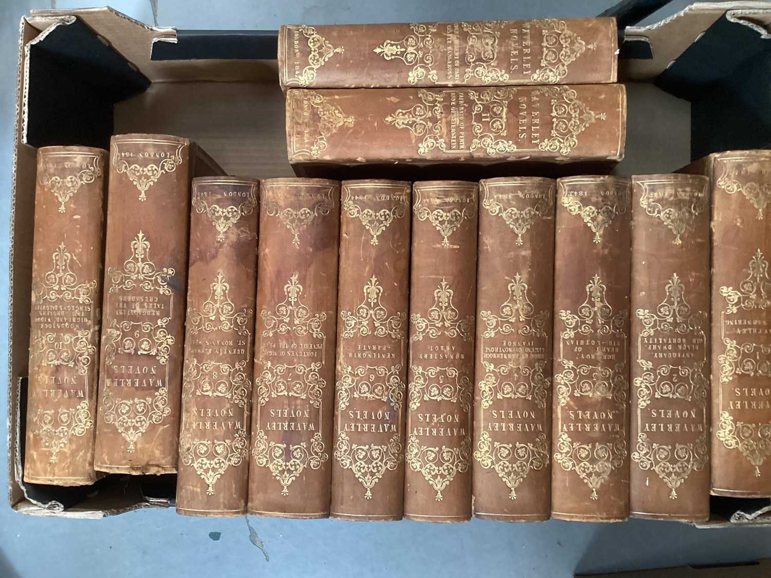 Lot 1787 - Sir Walter Scott - The Waverley Novels, 12 vol set, Edinburgh, Robert Cadell, 1842-47, contemporary gilt tooled calf binding