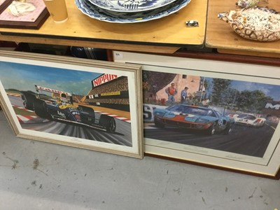 Lot 1929 - Nicholas Watts signed limited edition print 'Race to the Line- Le Mans 1969' No. 70 of 850, together with a Colin Carter, signed limited edition print ''All or nothing" No. 093 of 350 and two other...