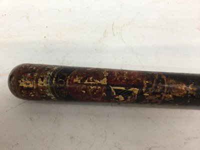 Lot 792 - Scarce Victorian painted East Suffolk Police truncheon decorated with crowned Royal Arms and cartouche with ' East Suffolk Constabulary' 41cm