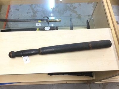 Lot 794 - Scarce Large Victorian painted Stanstead, Essex Police truncheon with traces of painted Royal arms, ' Stanstead' scroll and date 1847?, 58 cm