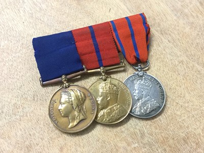 Lot 834 - Victorian and later Police medal trio comprising Victorian 1897 (Jubilee) Metropolitian Police medal, 1902 Coronation medal and 1911 Coronation medals named to P.C. E. Simpson. K. DIVn. (mounted on...