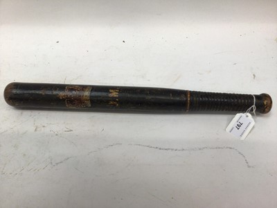 Lot 797 - Scarce Victorian believed Colchester Borough painted Police truncheon with Crowned 'J.M.' For James Martin  45 cm