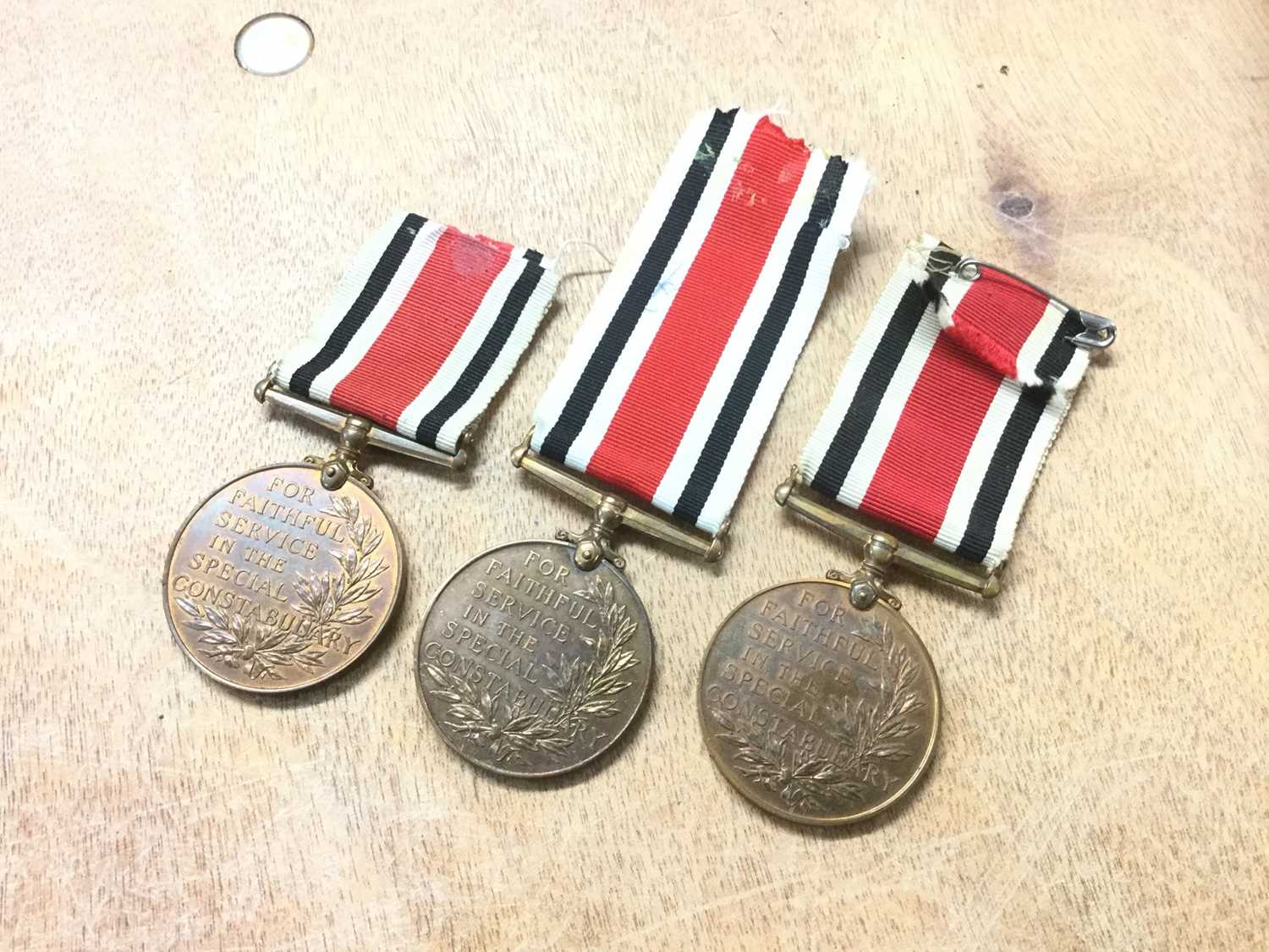 Lot 836 - George V Police Special Constabulary Long Service medal named Claude P. O. Webb, another George VI named to Joseph Wright and a third named to Cyril J. Deal. (3)