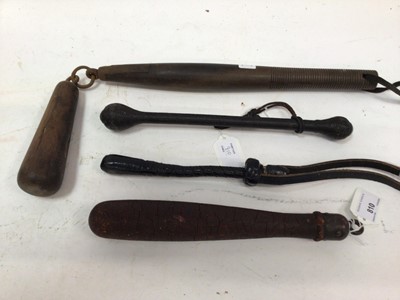 Lot 810 - Four Victorian and later 'night sticks'/ self defence truncheons
