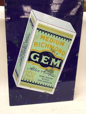 Lot 2542 - Vintage enamel sign - 'Gem Medium Richmond' cigarettes