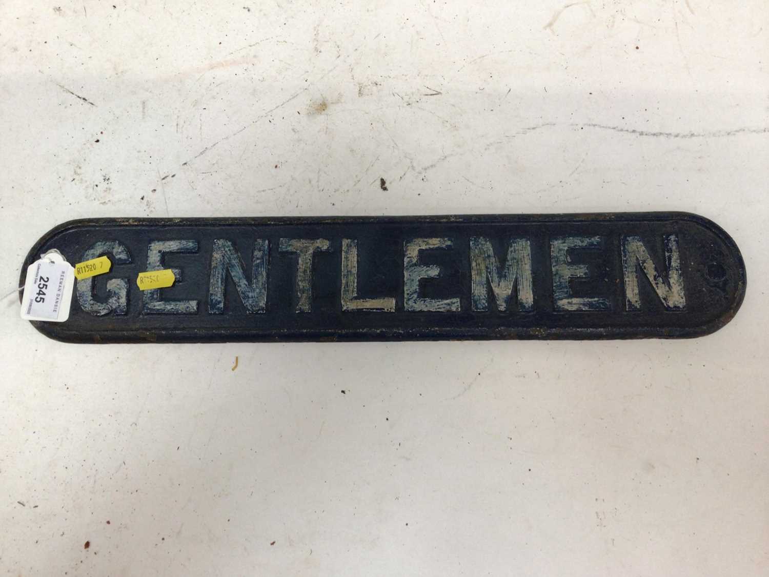 Lot 2545 - Original cast iron railway sign - Gentlemen