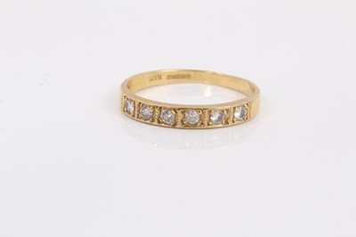 Lot 246 - Ladies gold 18ct diamond half eternity ring