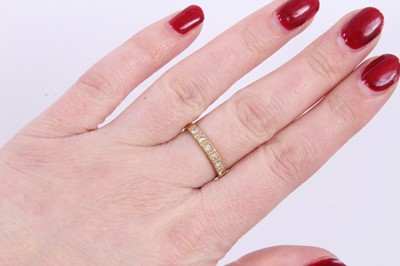 Lot 246 - Ladies gold 18ct diamond half eternity ring