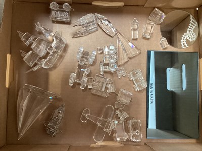 Lot 1304 - Selection of Swarovski crystal items including Santa Maria galleon, plane, boats, and buildings