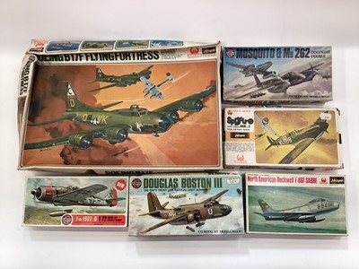 Lot 1842 - Selection of unconstructed model aircraft kits, uncluding Hales, Hasegawa, Revll etc.