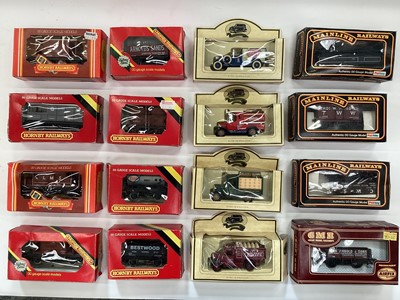 Lot 1843 - Railway 00 guage boxed selection of carriages and rolling stock plus Lledo Days Gone models.