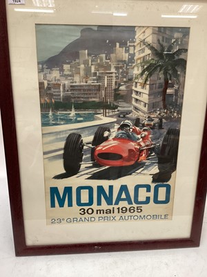 Lot 1924 - Original 1965 Monaco Formula One Grand Prix poster, 30 Mai 1965, 23e Grand Prix Automobile, mounted in glazed frame, 76 x 59cm overall.