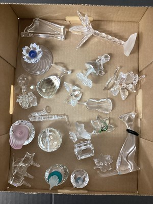 Lot 1307 - Selection of Swarovski crystal ornaments including grand piano, palm tree, scent bottles etc