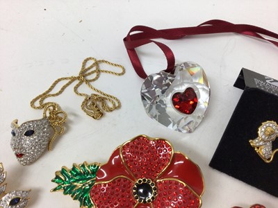 Lot 249 - Selection of Swarovski jewellery, mainly brooches including butterfly, Teddy bear, poppy etc