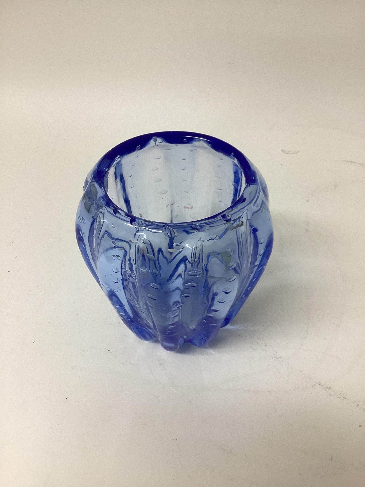 Lot 1315 - Whitefriars Sky Blue controlled bubble vase