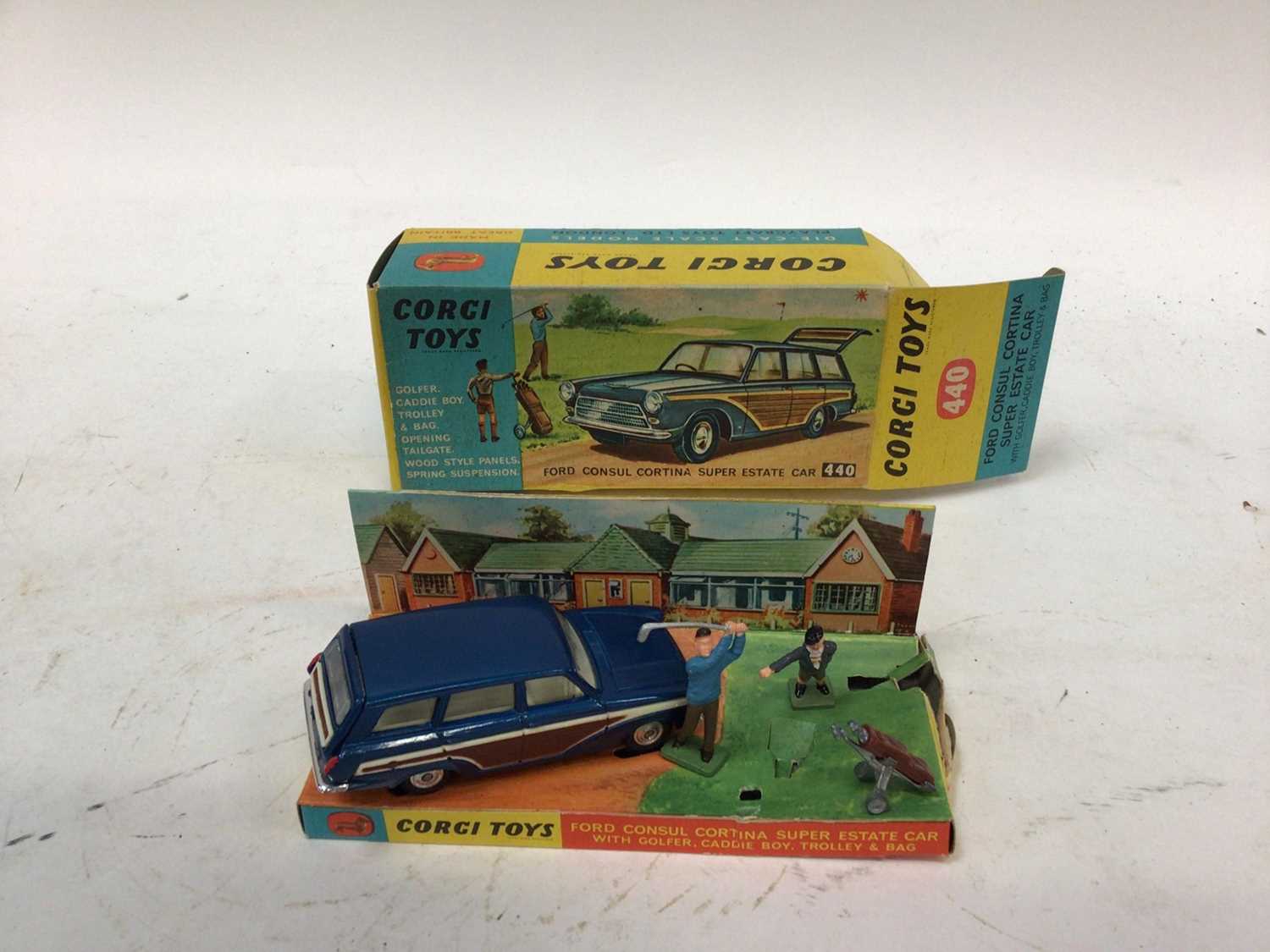 Lot 1853 - Corgi Ford Consul Cortina Super Estate no. 440, boxed with figures.