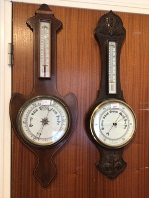 Lot 2577 - Two banjo barometers