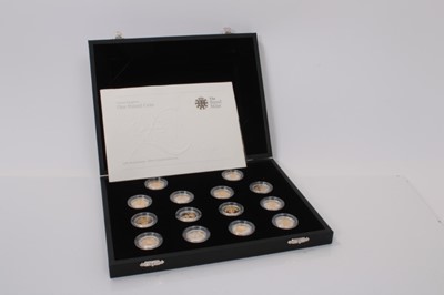 Lot 493 - G.B. - Royal Mint silver proof 25th Anniversary eighteen coin £1 collection to include the designs of The Floral series 1984 to 1987, 1989 to 1992, The Heraldic series 1994 to 1997, 1999 to 2002 an...
