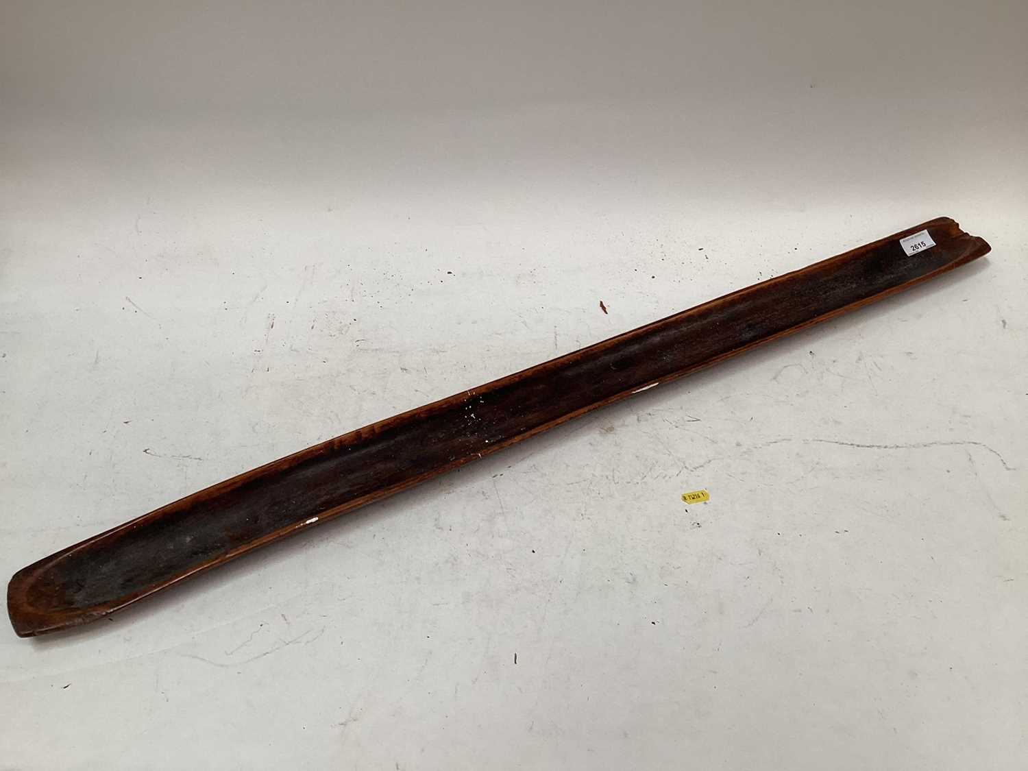 Lot 881 - Aboriginal carved wood spear throwing stick, 104.5cm in overall length