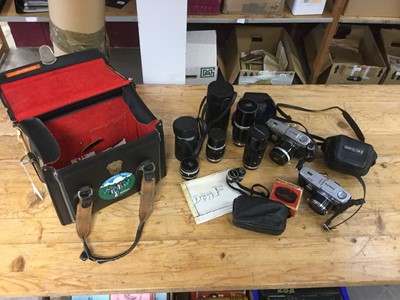 Lot 2368 - Olympus Pen FV, Pen FT, and Pen cameras, together with lenses and accessories
