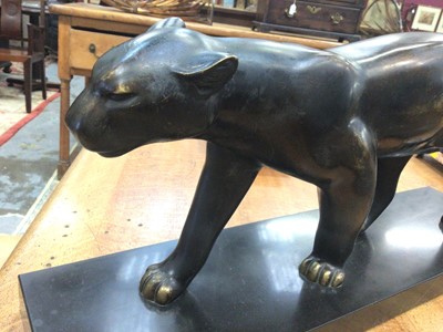 Lot 796 - Emile Louis Bracquemond (1889-1970): Art Deco bronze of a panther, signed to base, with foundry mark