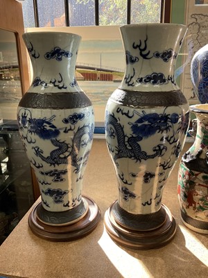 Lot 223 - Two pairs of Chinese crackle ware vases
