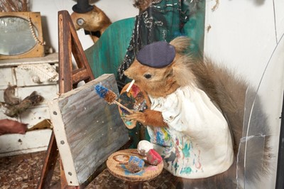 Lot 1198 - Highly inventive taxidermy squirrel diorama