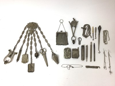 Lot 267 - Edwardian plated chatelain with various fittings and other items