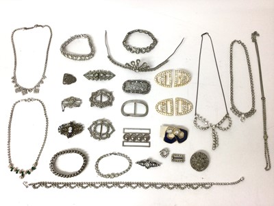 Lot 270 - Lot paste set buckles and other paste set jewellery