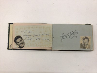 Lot 1482 - Autograph album containing 1950's and 60's period, including Bill Haley, Harry Secombe, Freddy Mills, Pete Murray, Tommy Steele.