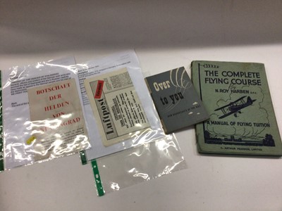 Lot 1475 - World War II propaganda leaflets, G79 dropped in Germany extra edition with Churchill discussing the War the other Embassy of the Heroes of Stalingrad, plus some ephemera items relating to military...