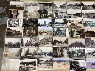 Lot 1517 - Case of postcards, about 400, many real photographic including street scenes, stations, Post Offices. Includes steam engine 'Morpeth Rural District Council' and unidentified miners with cage for de...