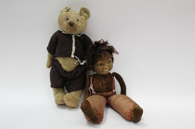 Lot 1887 - Norah Wellings doll and an old teddy bear (2)