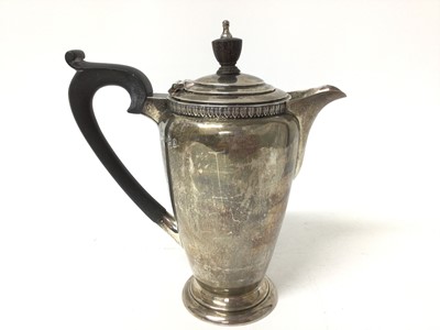 Lot 277 - 1930's silver hot water pot, with ebony handle and finial, (London 1936), all at 11ozs