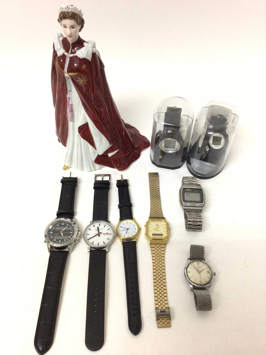 Lot 287 - Lot wristwatches and Royal Worcester porcelain figure of H.M.Queen Elizabeth II