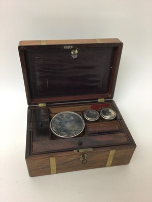 Lot 170 - 19th century brass bound rosewood writing box with fitted interior