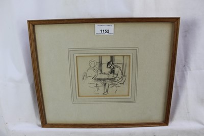 Lot 1152 - Philip Wilson Steer(1860-1942) pencil sketch of two figures sat at a table, unsigned, in glazed frame