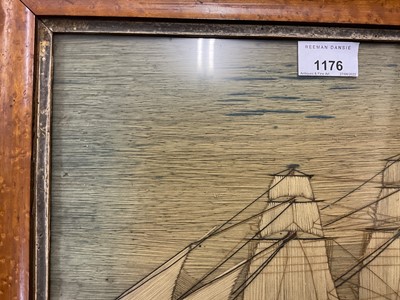 Lot 1176 - 19th century woolwork picture - ‘HMS Desperate’, 32cm x 28cm in glazed frame