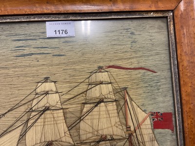 Lot 1176 - 19th century woolwork picture - ‘HMS Desperate’, 32cm x 28cm in glazed frame