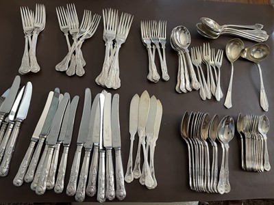 Lot 1007 - Six Continental (800) silver serving spoons and dessert forks, plated cutlery