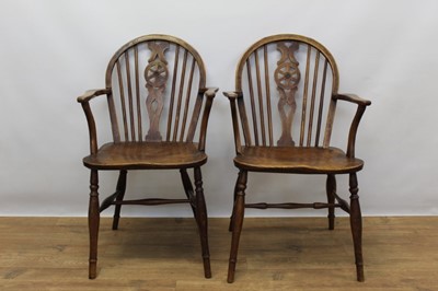 Lot 1278 - Pair of early 19th century wheelback chairs