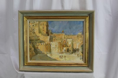 Lot 965 - *Tessa Spencer Pryse (b.1940) oil on canvas - 'Fort at Jaisalmer, India', signed, titled verso, 30cm x 40cm, framed